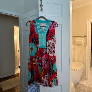 Multi-colored, sleeveless dress